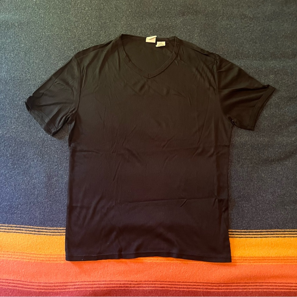 Armani Exchange V neck ribbed fitted T shirt